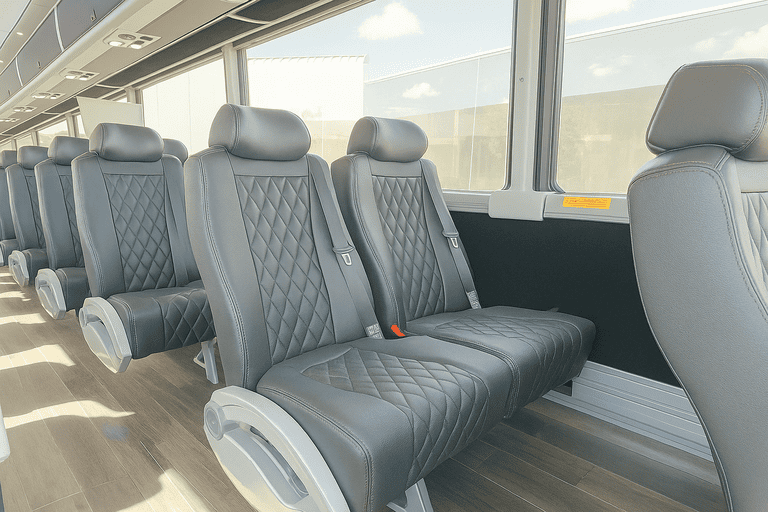 interior of Billings Coach Bus Service charter bus